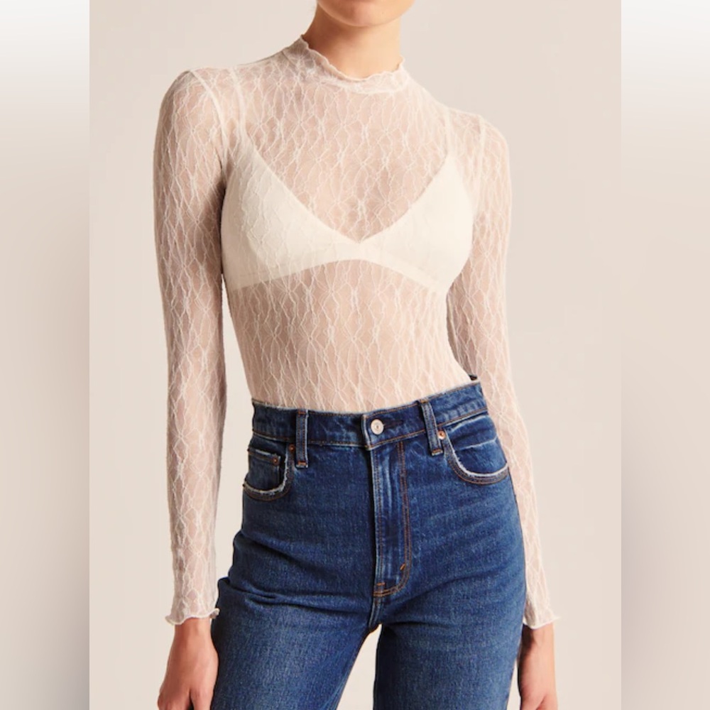 Abercrombie Long Sleeve Lace Bodysuit